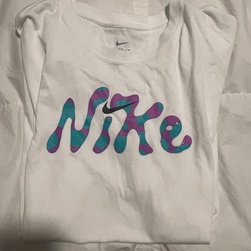 Nike White T-Shirt with Colorful Logo